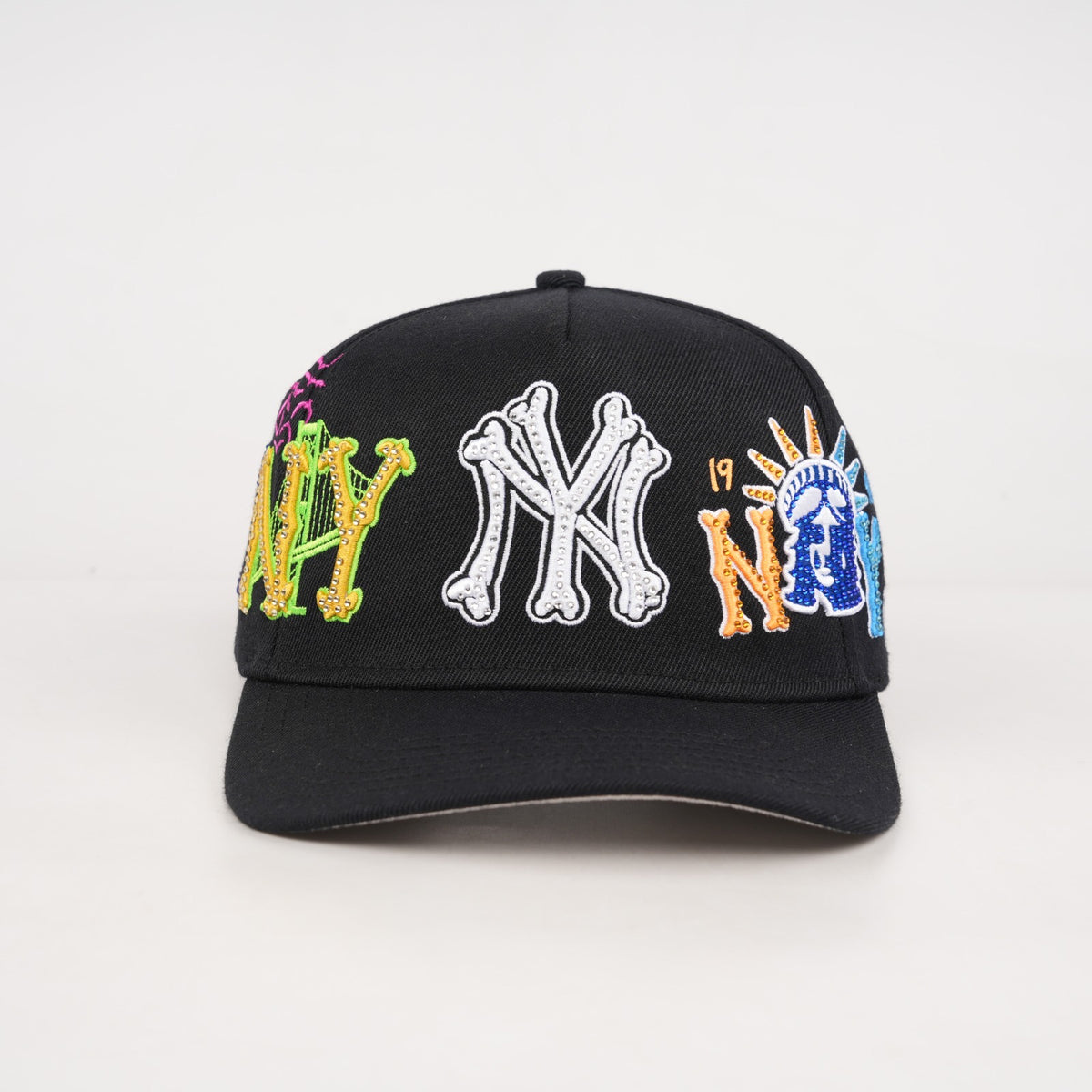 Nyc black 5 panel snap back “aka”(curved brim dad hat) available now
