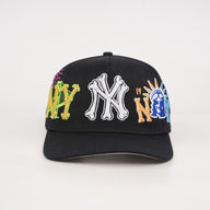 Nyc black 5 panel snap back “aka”(curved brim dad hat) available now