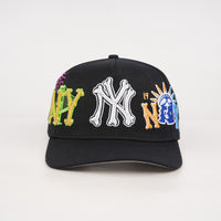 Nyc black 5 panel snap back “aka”(curved brim dad hat) available now