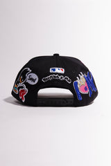 Nyc black 5 panel snap back “aka”(curved brim dad hat)