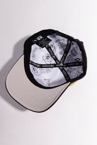 Nyc black 5 panel snap back “aka”(curved brim dad hat)