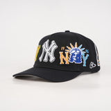 Nyc black 5 panel snap back “aka”(curved brim dad hat) available now
