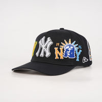 Nyc black 5 panel snap back “aka”(curved brim dad hat) available now